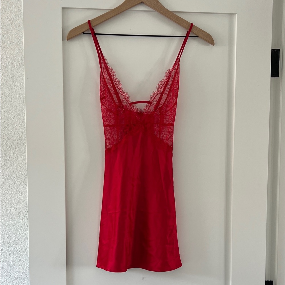 Victoria Secret Red Lace Mini Slip Dress